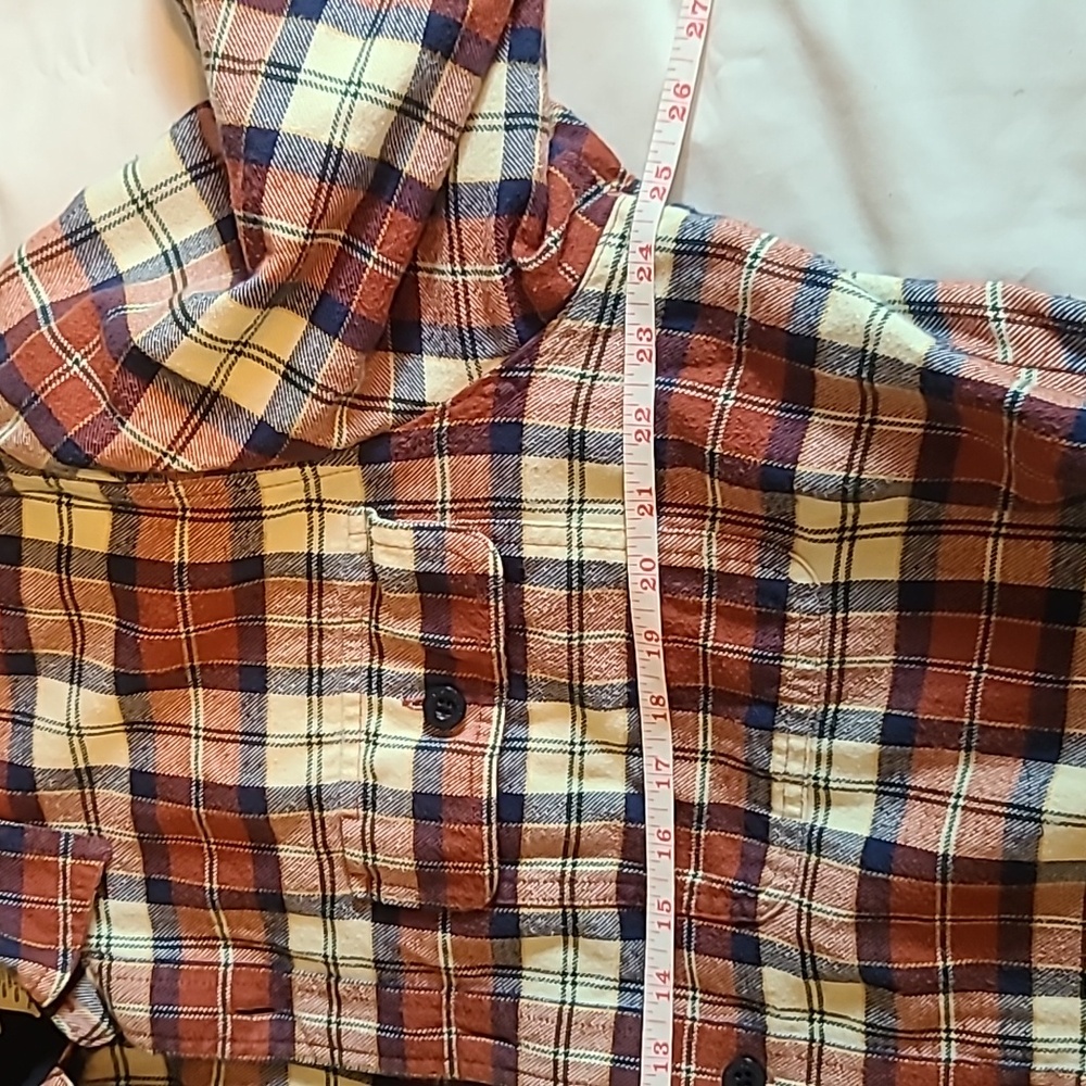 VINTAGE L.L. Bean Shacket Men's Navy Blue Plaid Fleece Line Button Jacket Size L - Picture 5 of 8
